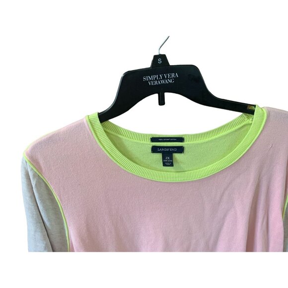 Lands End Womens Size 2x 20W 22W 3/4 Sleeve Lightweight Pullover Sweater Colorbl - Picture 2 of 3